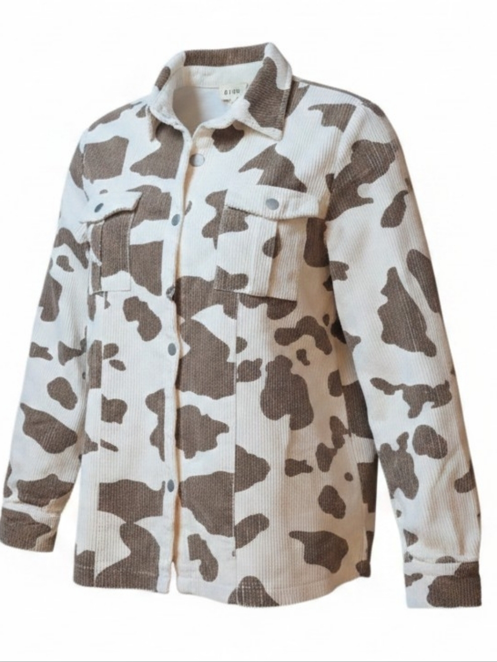 BIBI | NWT Corduroy Cow Print Oversized Shacket Button Down Jacket Western | XL